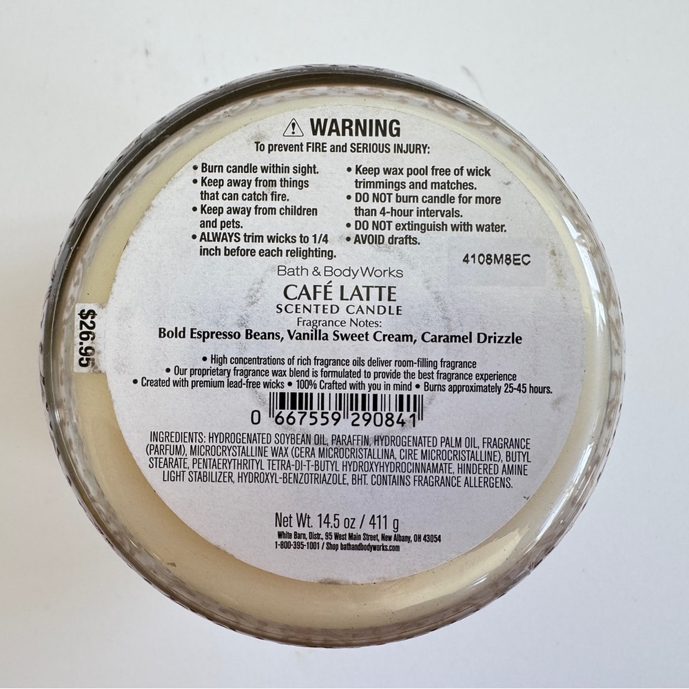 Bath & Body Works Cafe Latte 3-Wick Candle - Picture 2 of 4